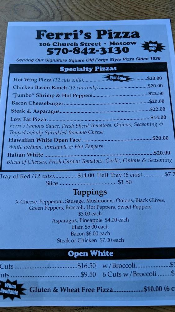 Ferri's Pizza Menu image 1